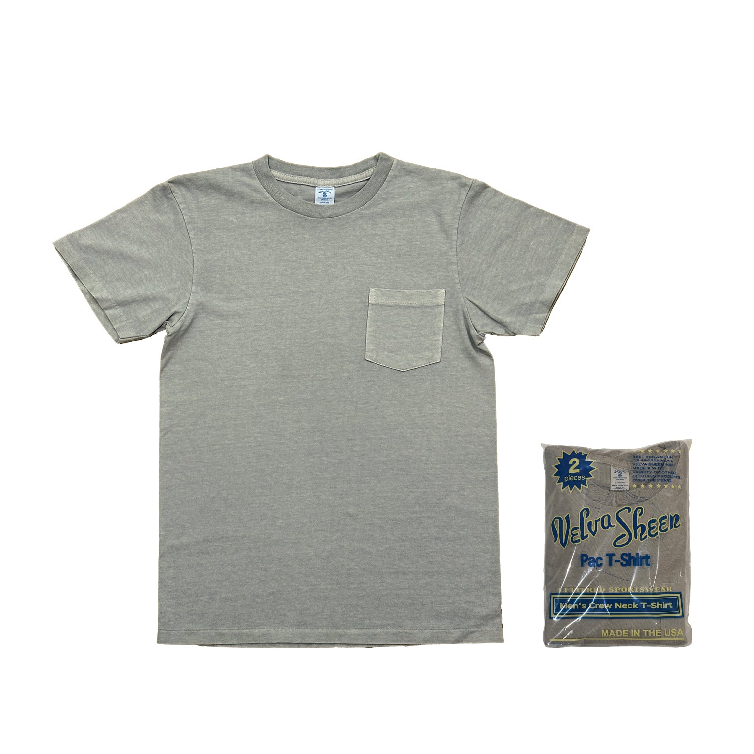 Pigment 2 Pac Short sleeve Crew neck Tee w/pocket / Grey_Grey