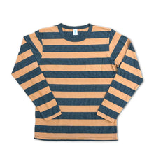 Load image into Gallery viewer, Big Stripe L/S C/N Tee w/PKT / A.Brown/Charcoal
