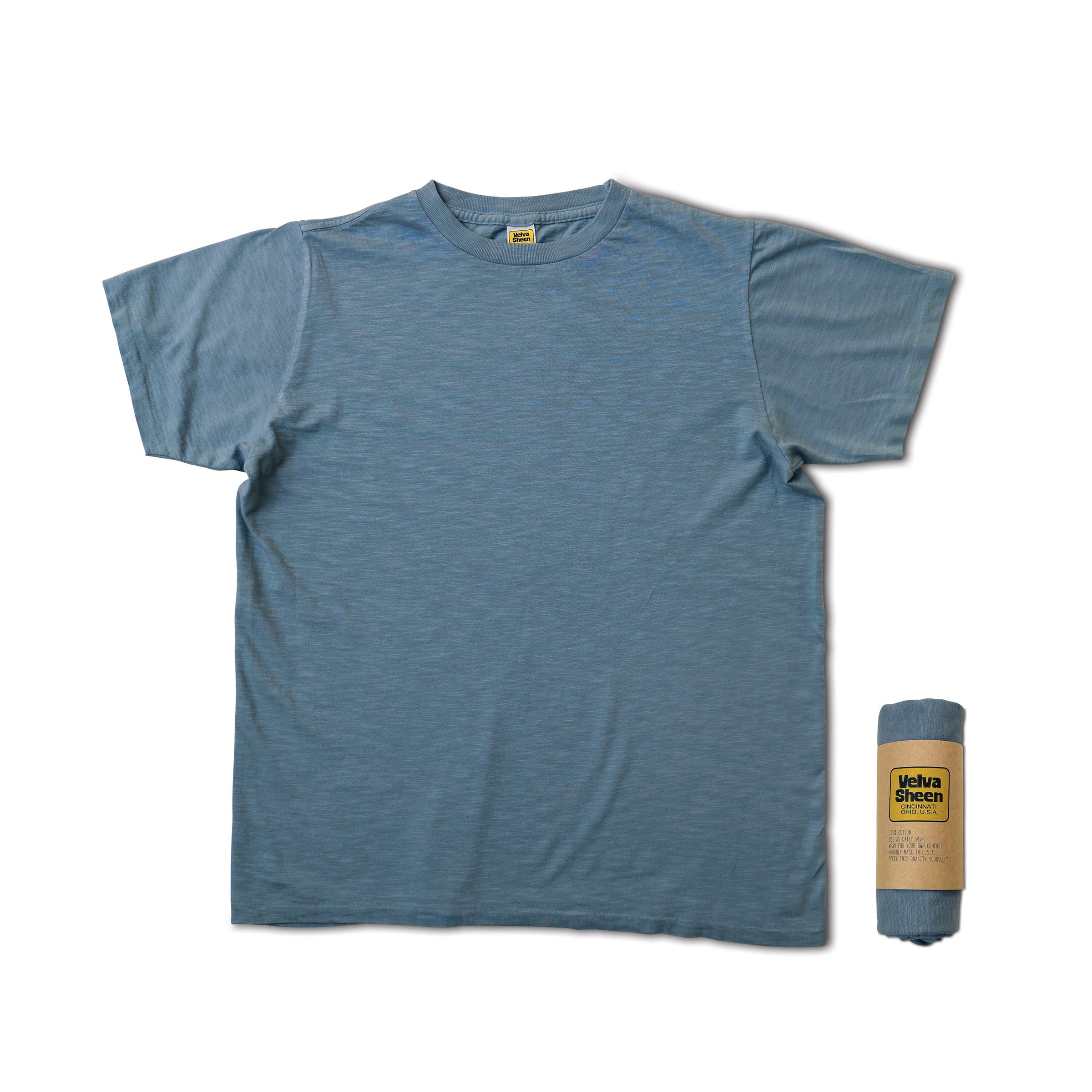 Rolled Short sleeve Crew neck Tee / Stormy Sea – VELVA SHEEN