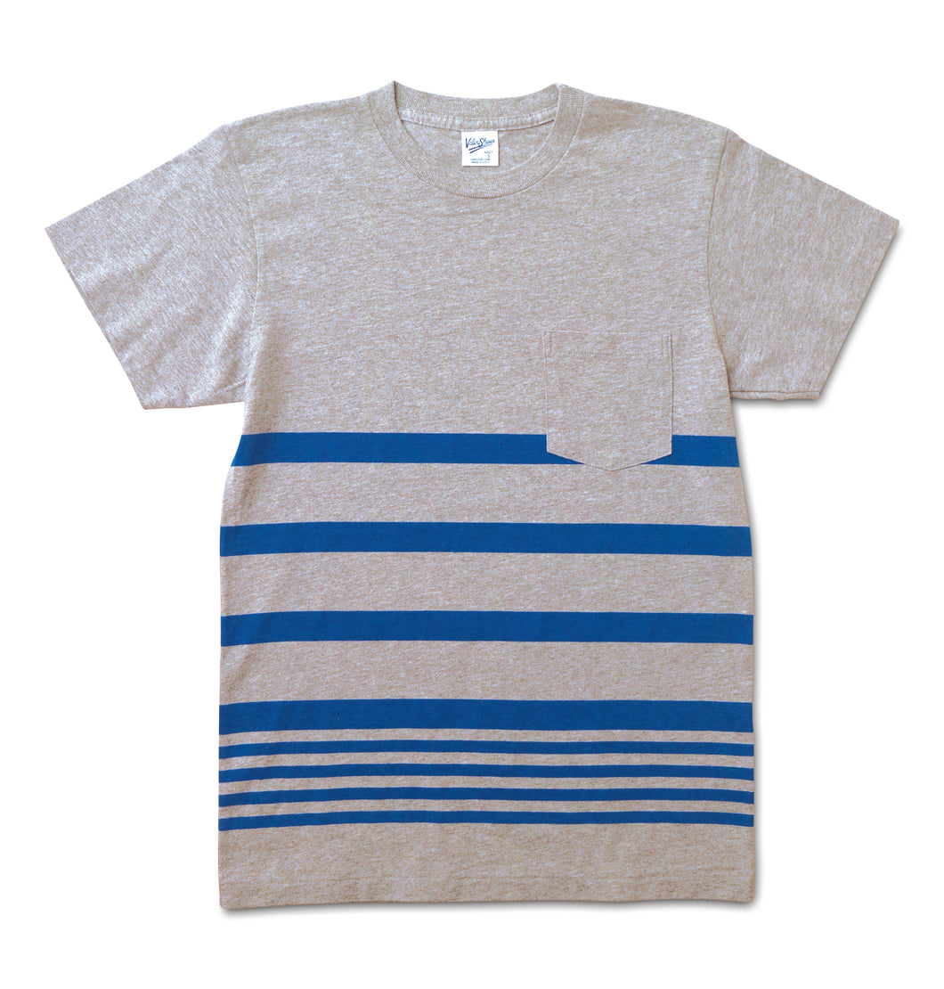 Narrow Wave Stripe Tee / H.Grey/Blue