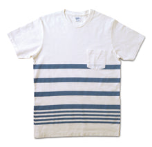 Load image into Gallery viewer, Narrow Wave Stripe Tee / White/Light Blue
