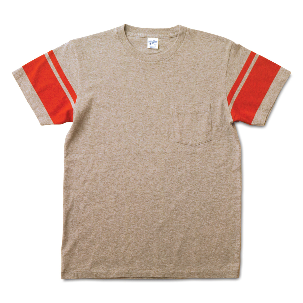 College Arm Stripe Tee / H.Grey/Red