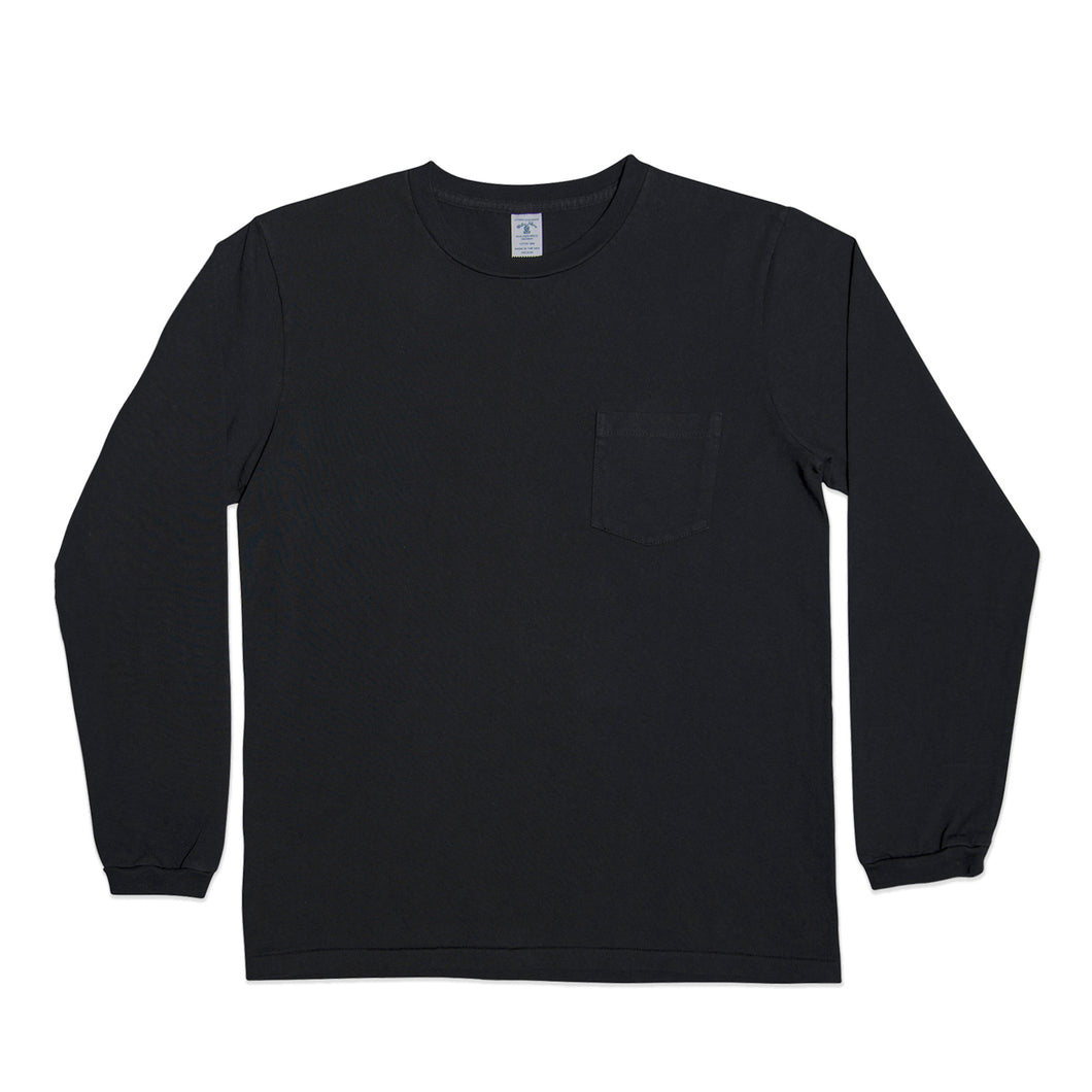 Long sleeve Crew neck Tee w/pocket / Black