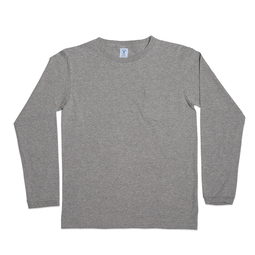 Long sleeve Crew neck Tee w/pocket / H.Grey