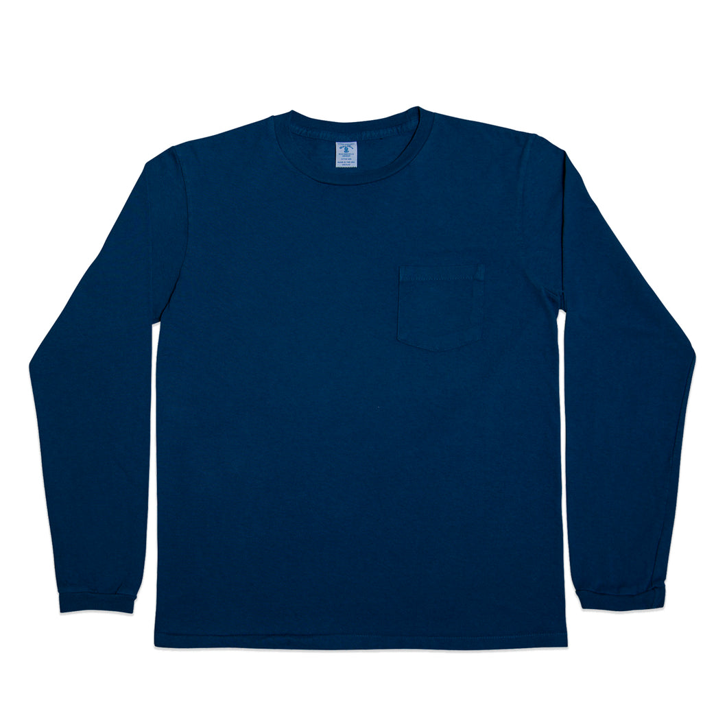 Long sleeve Crew neck Tee w/pocket / Navy