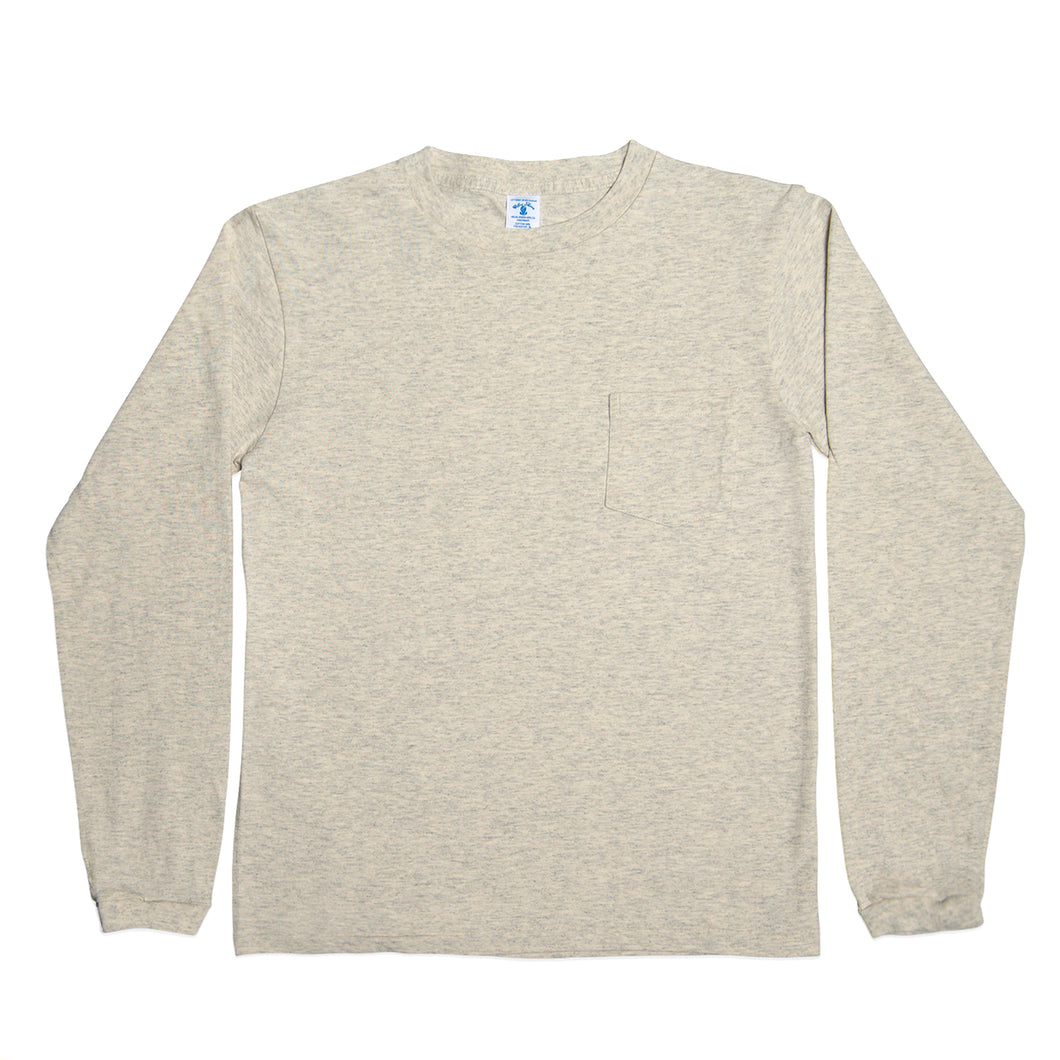 Long sleeve Crew neck Tee w/pocket / Oatmeal