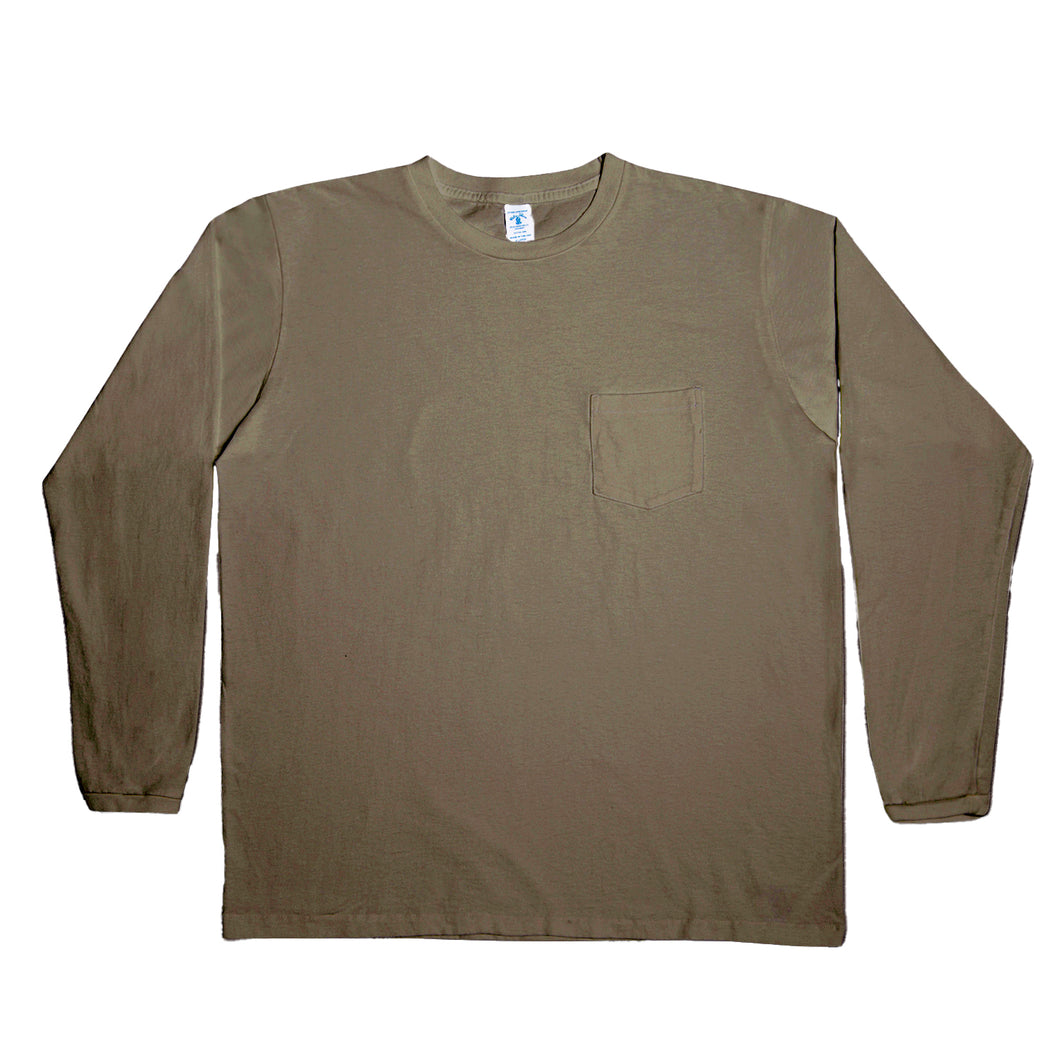 Long sleeve Crew neck Tee w/pocket / Olive Drab