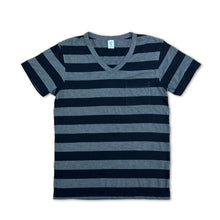Load image into Gallery viewer, Big Stripe S/S V/N Tee w/PKT / Black/Charcoal
