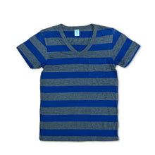 Load image into Gallery viewer, Big Stripe S/S V/N Tee w/PKT / Navy/Charcoal
