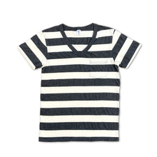 Load image into Gallery viewer, Big Stripe S/S V/N Tee w/PKT / O.White/Charcoal
