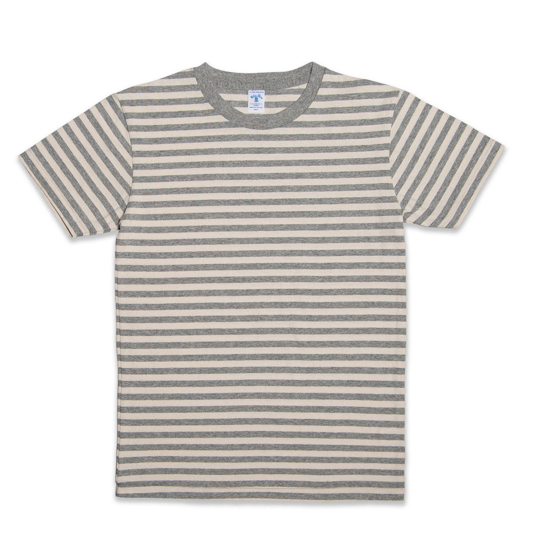 Narrow Stripe S/S C/N Tee / Oatmeal/H.Grey