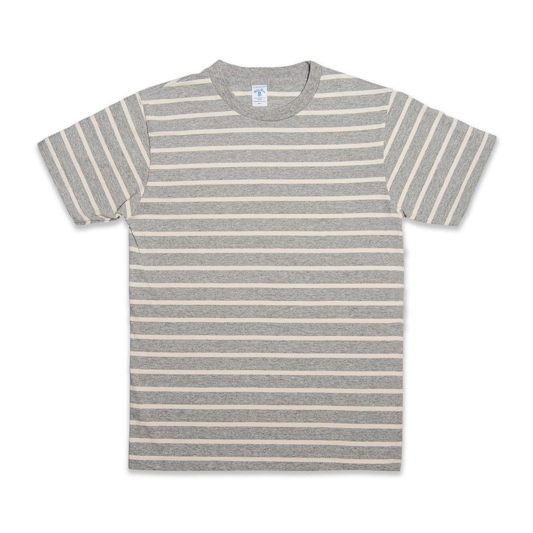 Uneven Stripe S/S C/N Tee / H.Grey/Oatmeal