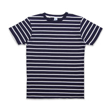Load image into Gallery viewer, Uneven Stripe S/S C/N Tee / Navy/White
