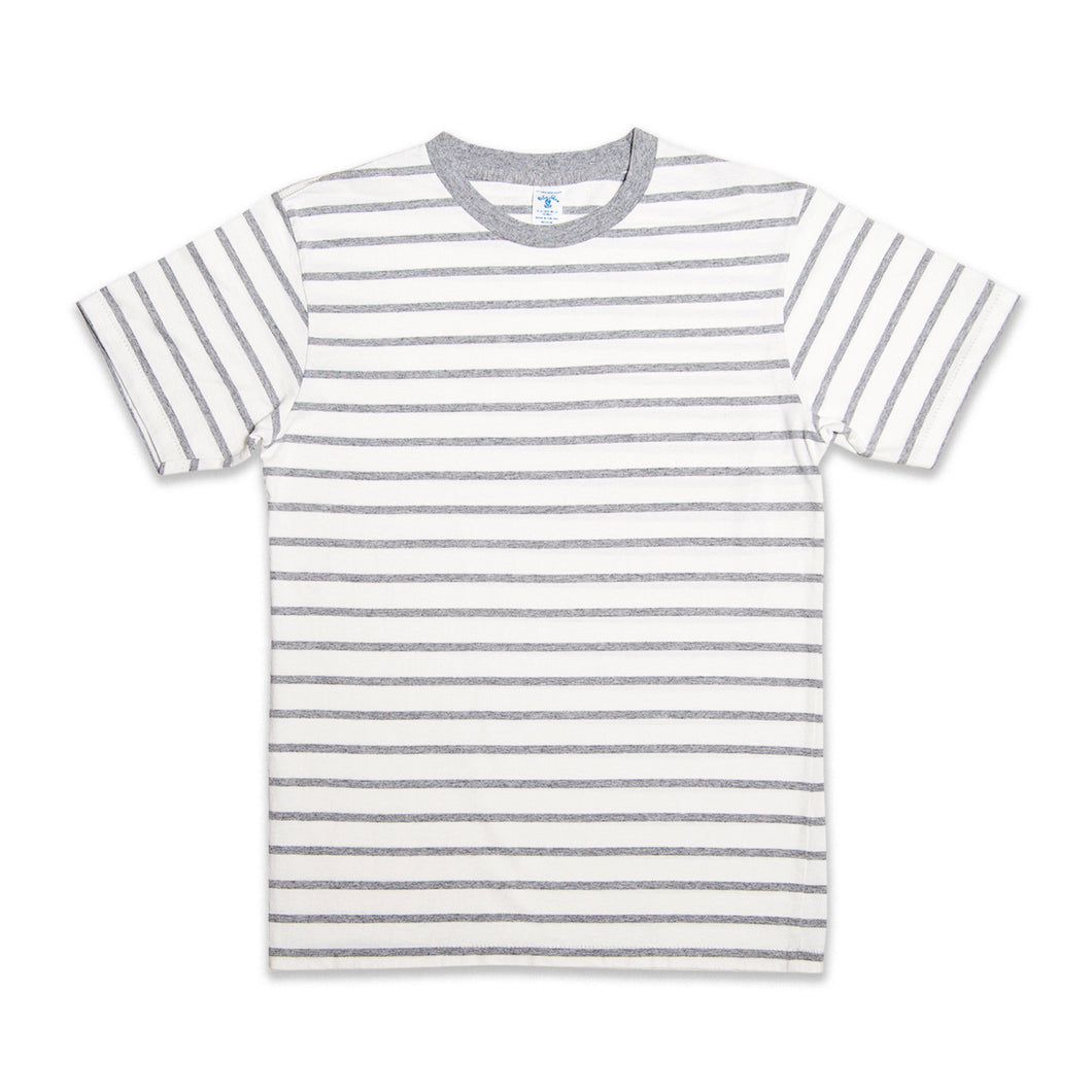 Uneven Stripe S/S C/N Tee / White/H.Grey