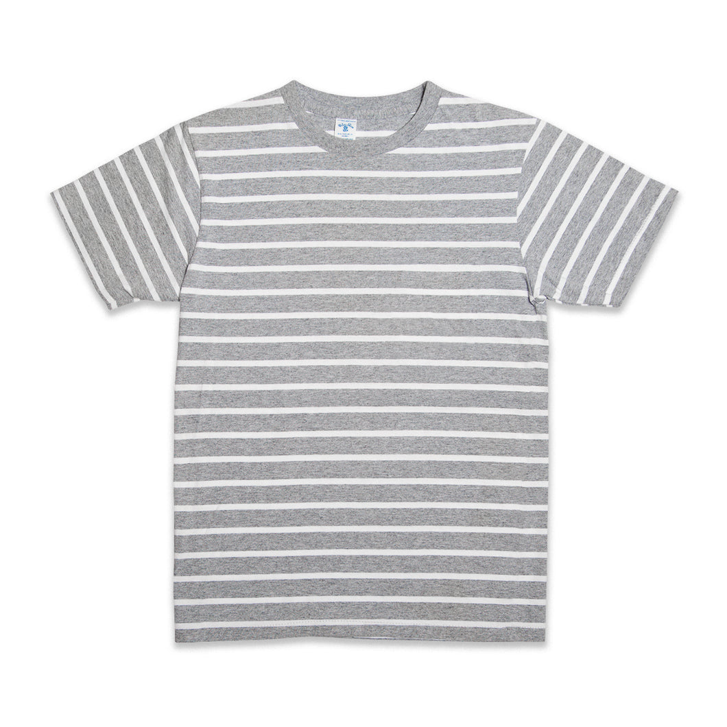 Uneven Stripe S/S C/N Tee / H.Grey/White