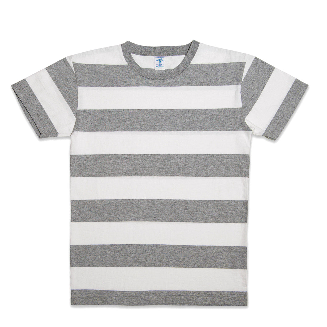Wide Stripe S/S C/N Tee / White/H.Grey