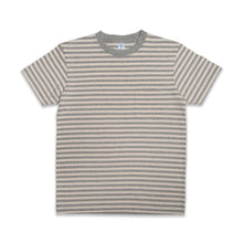 Load image into Gallery viewer, Narrow Stripe S/S C/N Tee w/Pkt / Oatmeal/H.Grey
