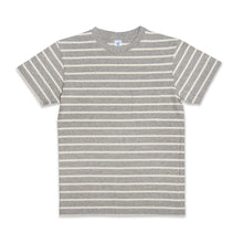 Load image into Gallery viewer, Uneven Stripe S/S C/N Tee w/Pkt / H.Grey/Oatmeal
