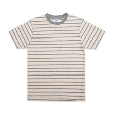 Load image into Gallery viewer, Uneven Stripe S/S C/N Tee w/Pkt / Oatmeal/H.Grey
