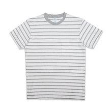Load image into Gallery viewer, Uneven Stripe S/S C/N Tee w/Pkt / White/H.Grey
