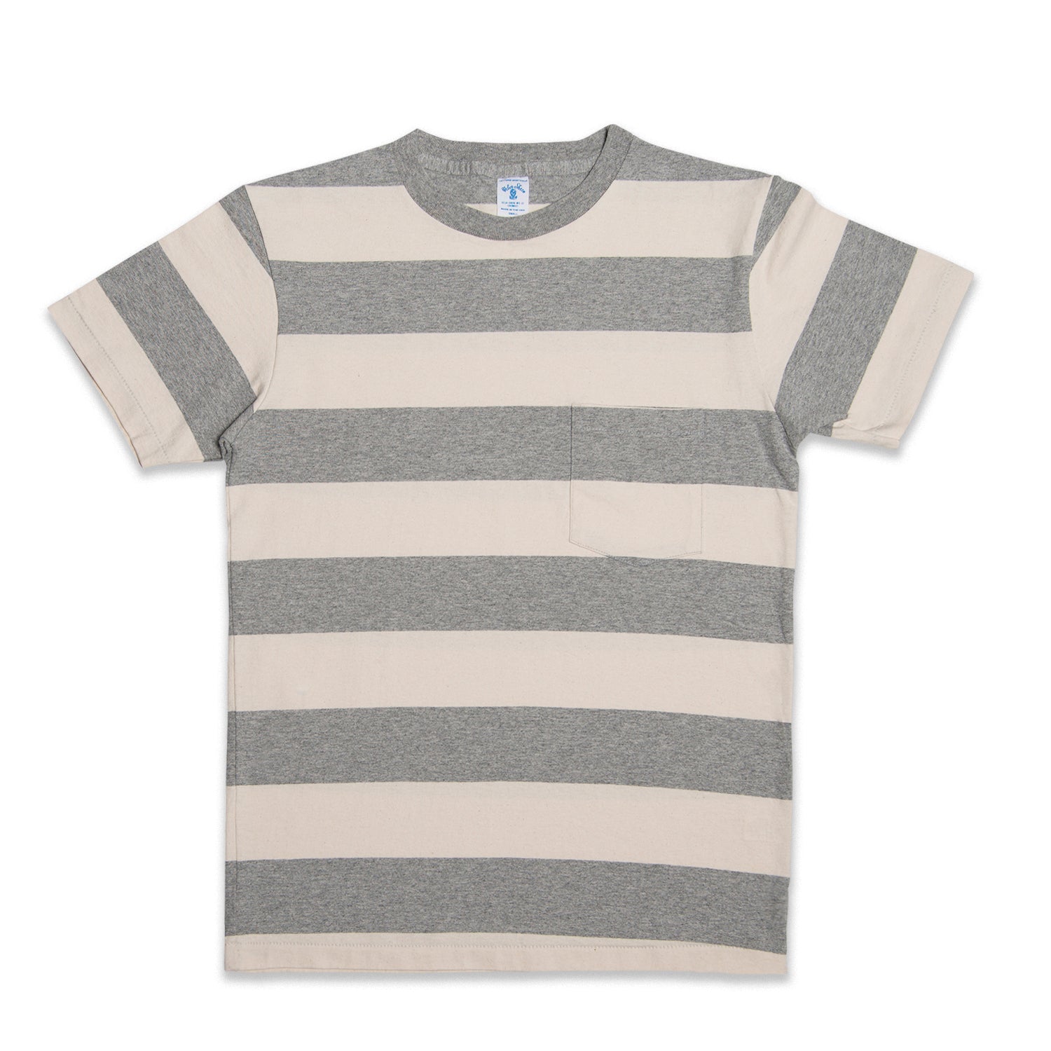 Wide Stripe S/S C/N Tees w/Pkt – VELVA SHEEN