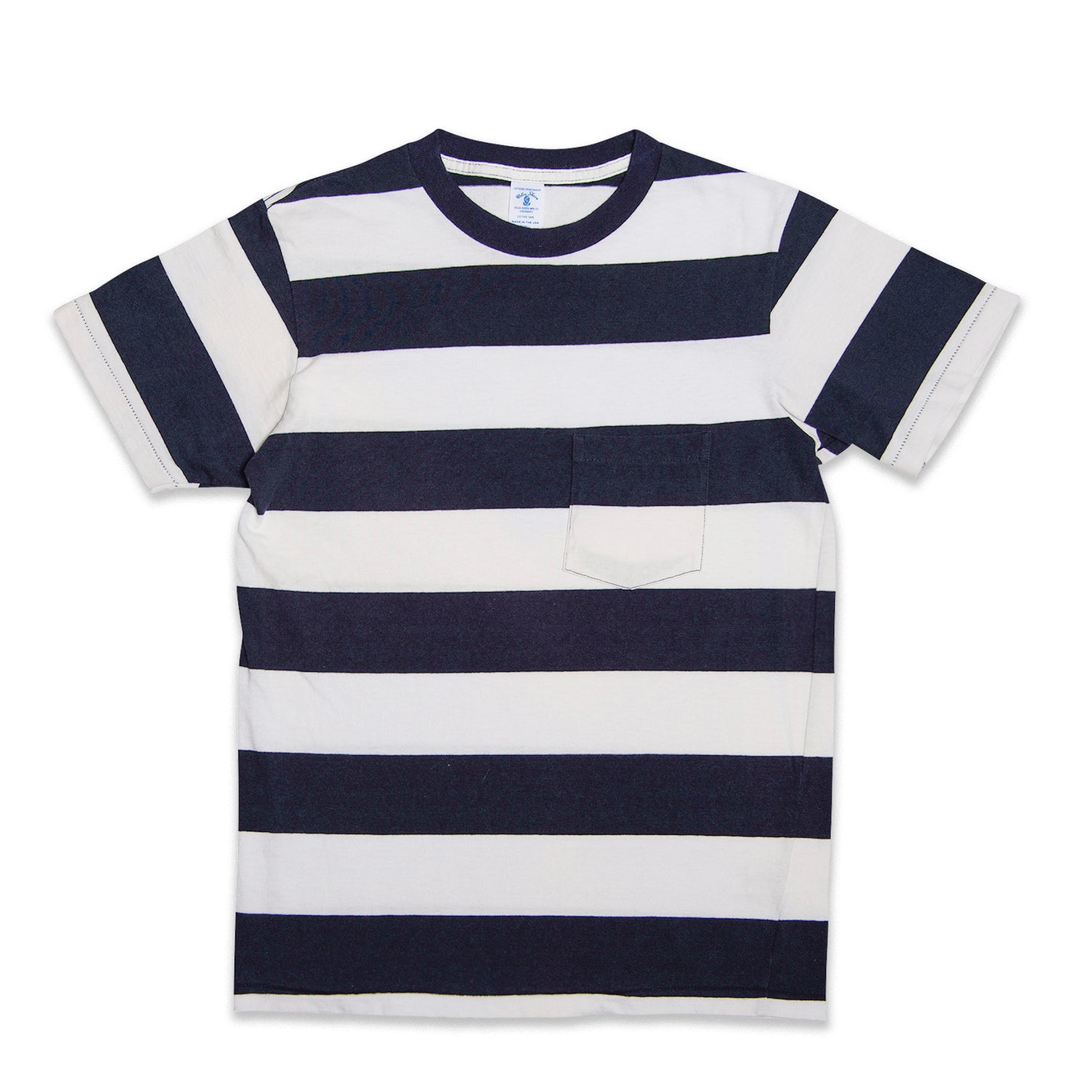 Wide Stripe S/S C/N Tee w/Pkt – VELVA SHEEN