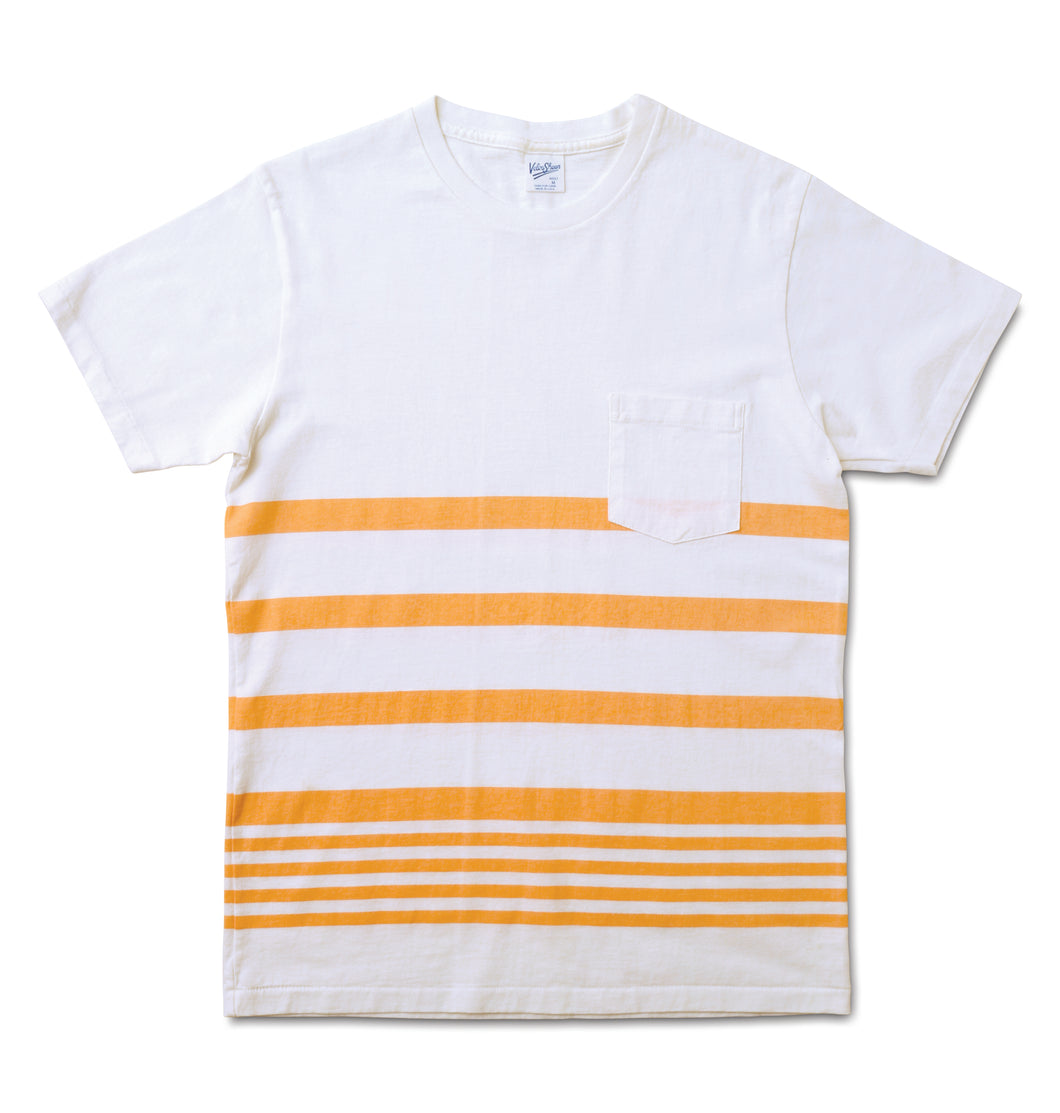 Narrow Wave Stripe Tee / White/Orange