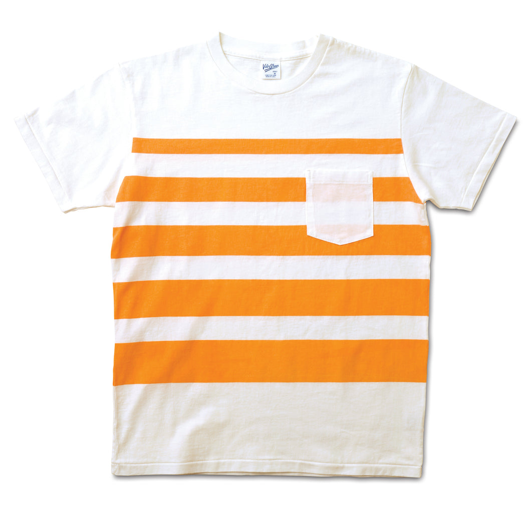 Wide Wave Stripe Tee / White/Orange