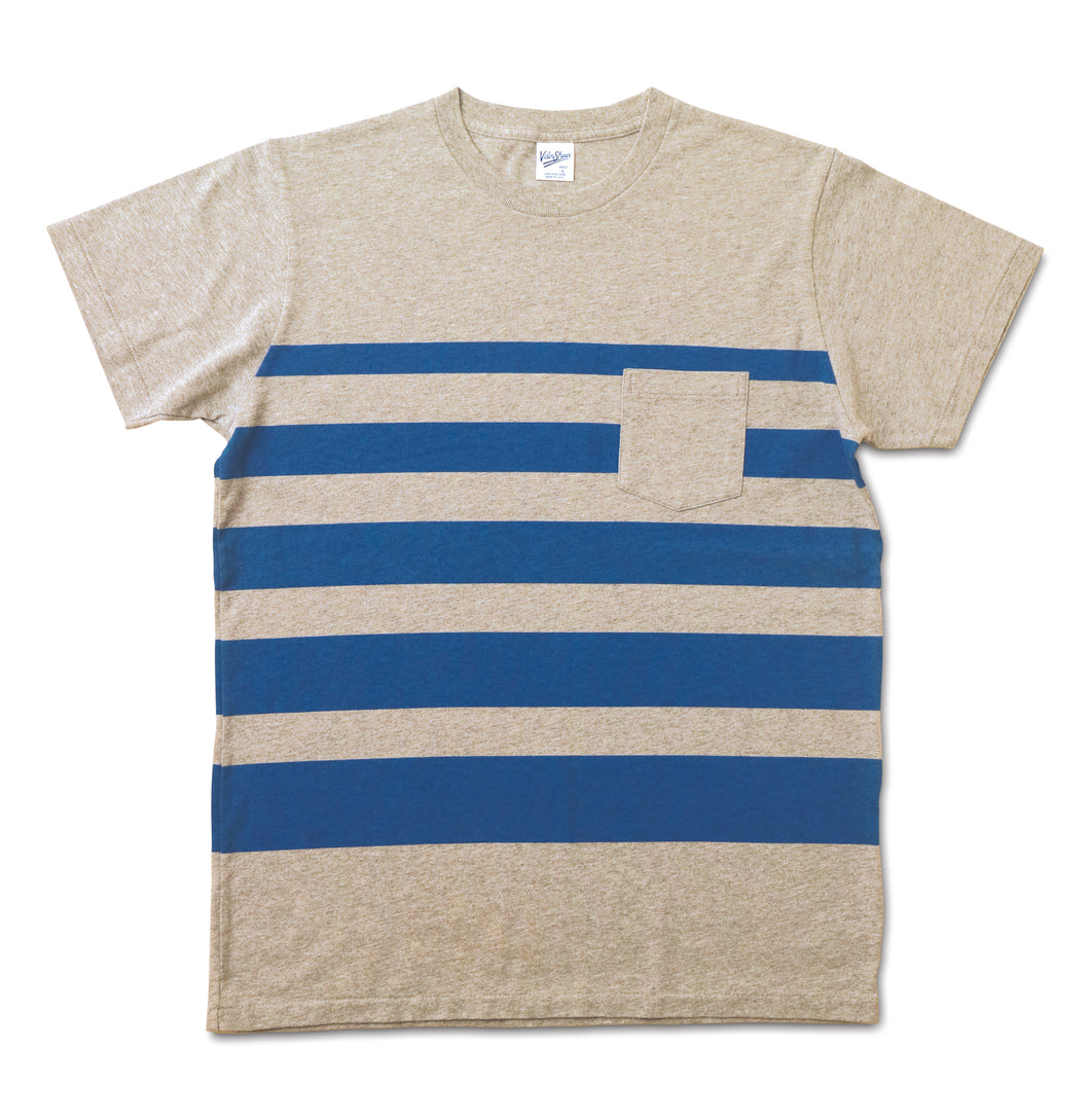 Wide Wave Stripe Tee / H.Grey/Blue