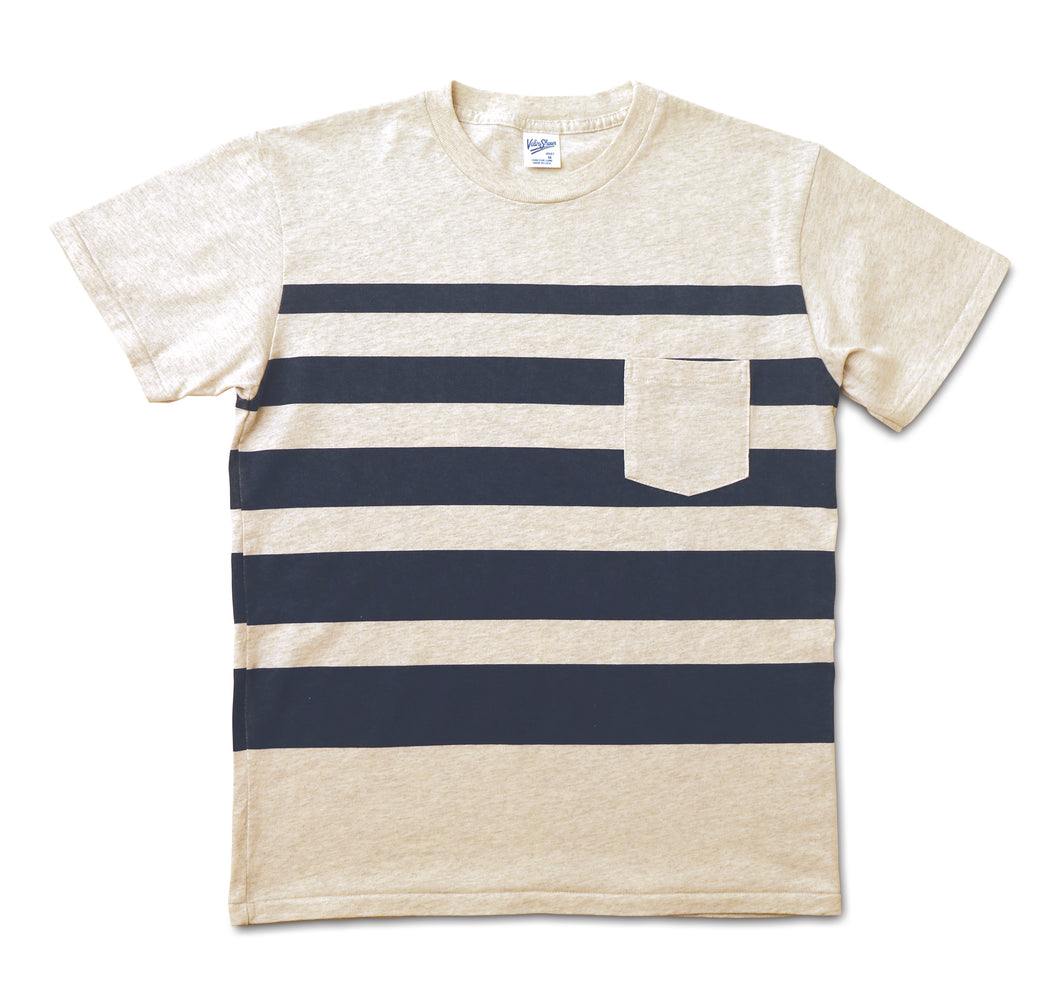 Wide Wave Stripe Tee / Oatmeal/Navy