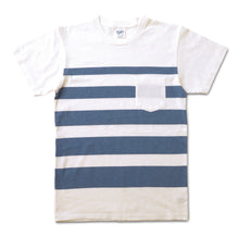 Load image into Gallery viewer, Wide Wave Stripe Tee / White/Light Blue
