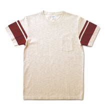 Load image into Gallery viewer, College Arm Stripe Tee / Oatmeal/Burgundy
