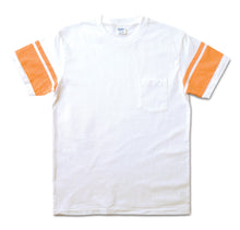 Load image into Gallery viewer, College Arm Stripe Tee / White/Orange
