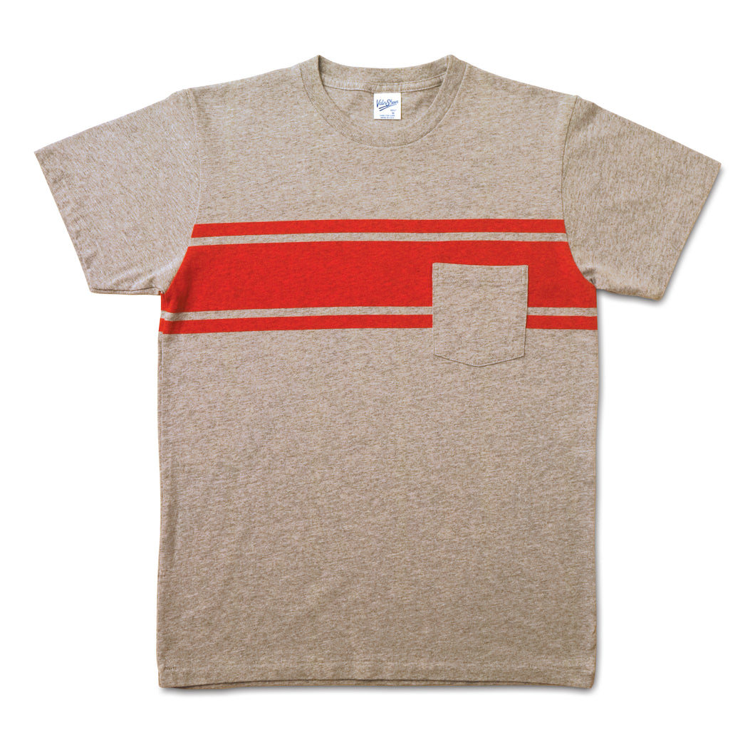College Stripe Tee / H.Grey/Red