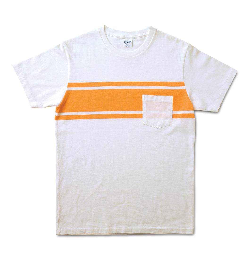 College Stripe Tee / White/Orange