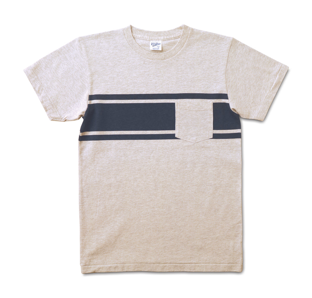 College Stripe Tee / Oatmeal/Navy