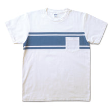 Load image into Gallery viewer, College Stripe Tee / White/Light Blue
