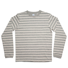 Load image into Gallery viewer, Uneven Stripe L/S C/N Tee w/Pkt / H.Grey/Oatmeal
