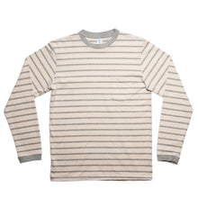 Load image into Gallery viewer, Uneven Stripe L/S C/N Tee w/Pkt / Oatmeal/H.Grey
