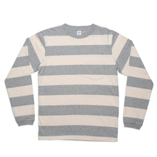 Load image into Gallery viewer, Wide Stripe L/S C/N Tee w/Pkt / Oatmeal/H.Grey
