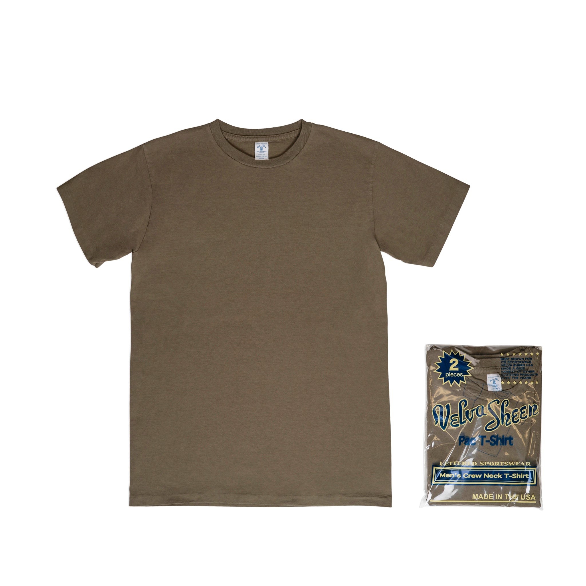 Short sleeve Crew neck Tee (2 Shirts Pac) / Olive drab – VELVA SHEEN