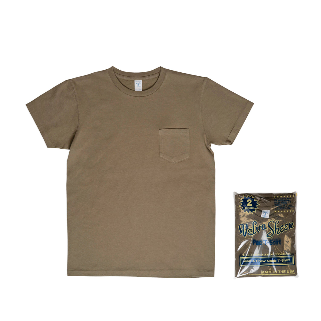 Short sleeve Crew neck Tee w/pocket (2 Shirts Pac) / Olive drab