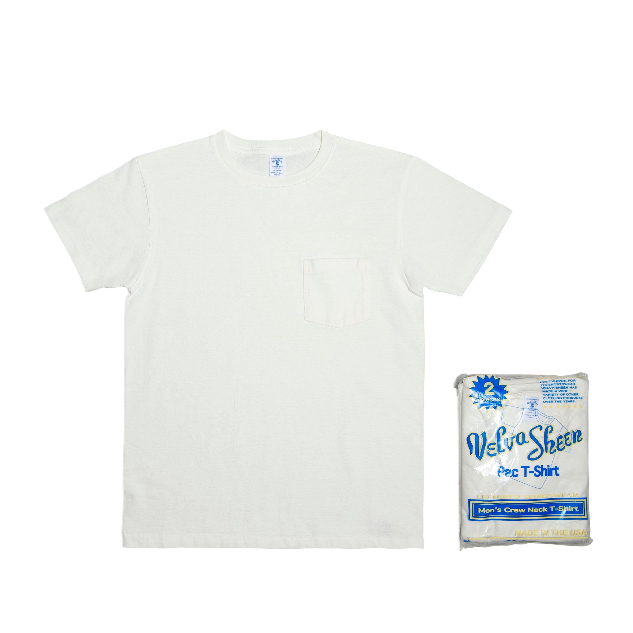 Short sleeve Crew neck Tee w/pocket (2 Shirts Pac) / White – VELVA