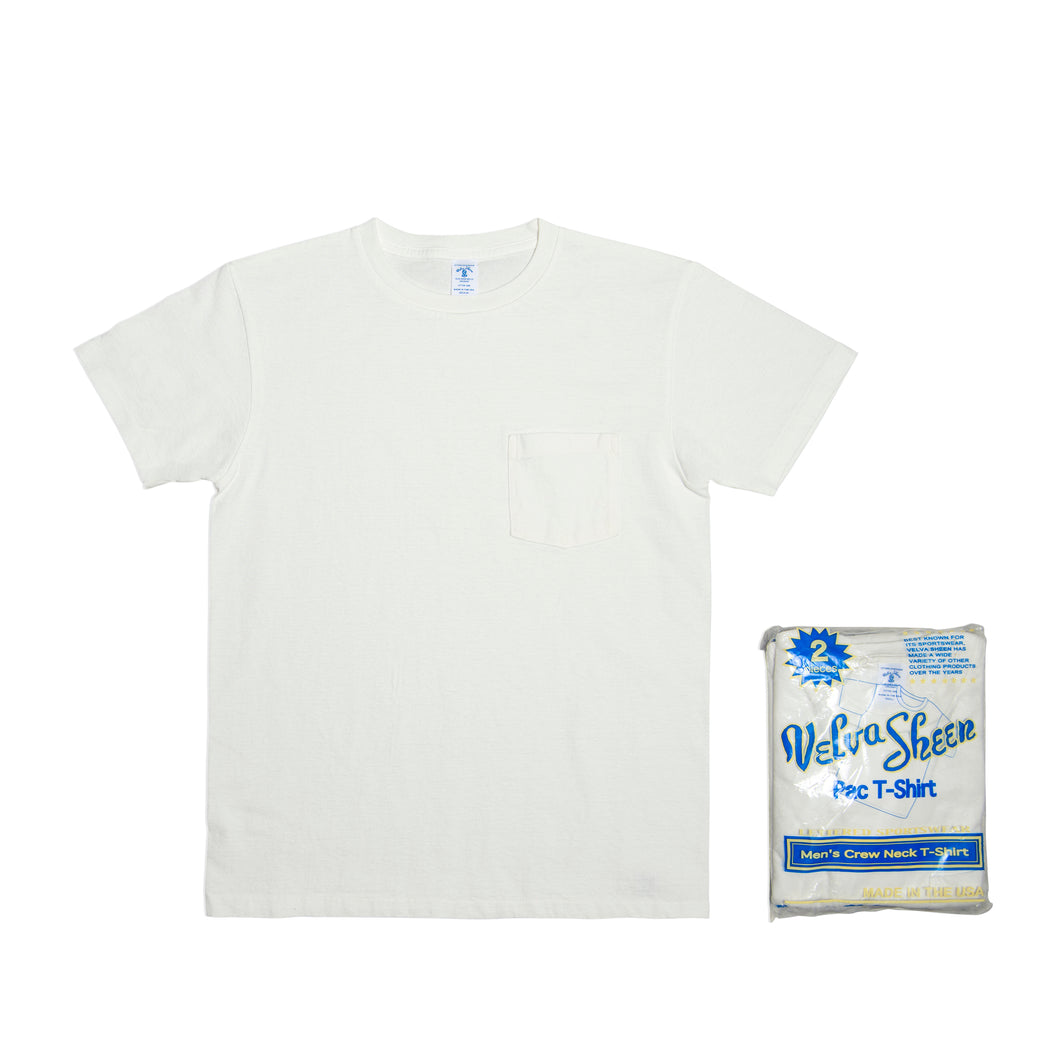 Short sleeve Crew neck Tee w/pocket (2 Shirts Pac) / White